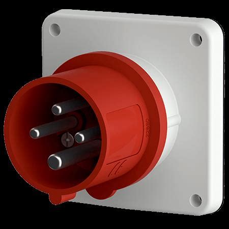 Toestelcontactstop 32A 4P 6H 400V Rood IP44 Met Flens 85 X 85 Mm 819