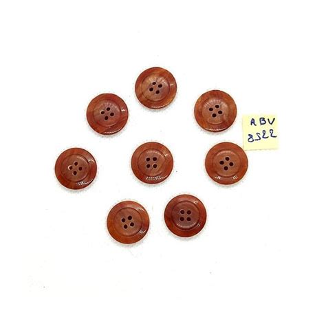 8 Boutons en résine marron 18mm ABV8522 Boutons Creavea