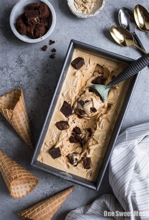 Salted Caramel Bourbon Fudge Brownie Ice Cream One Sweet Mess