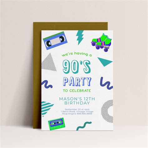 90s Birthday Party Invitation 90s Party Invitation Etsy