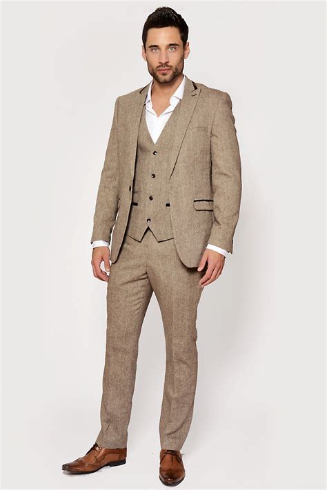 Mens Tan Tweed Three Piece Suit Tweed Men Tan Tweed Three Piece Suit 3 Piece Suits Mens