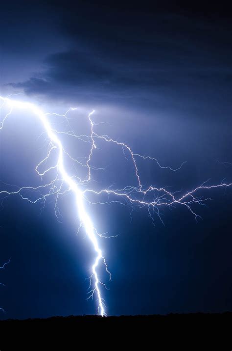 Lightning Strike During Blue Sky Hd Phone Wallpaper Peakpx