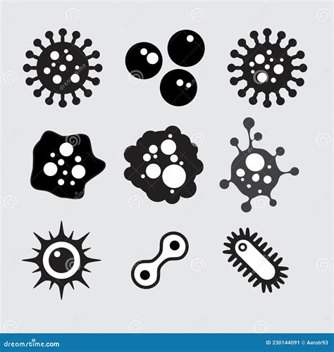 Set Of Vector Illustration Bacteria Microbes And Viruses Stock