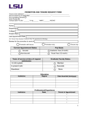 Fillable Online Promotion And Tenure Request Form Fax Email Print