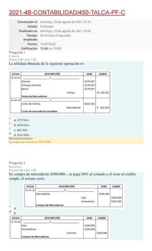 Prueba Conta 1 2022 2B CONTABILIDAD 293 CED BIC Comenzado El Lunes