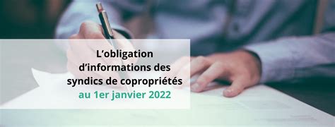 Lobligation Dinformations Des Syndics De Copropriétés Au 1er Janvier 2022