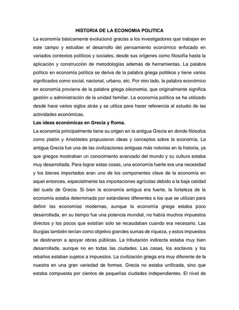 Solution Historia De La Economia Politica Studypool