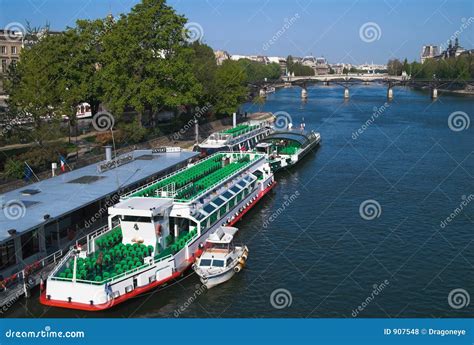 Cruise Ships on Seine River Stock Photo - Image of motor, tourist: 907548