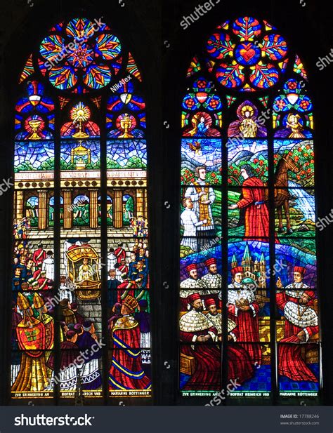 Gothic Stained-Glass Window In Votive Church, Vienna. Stock Photo ...