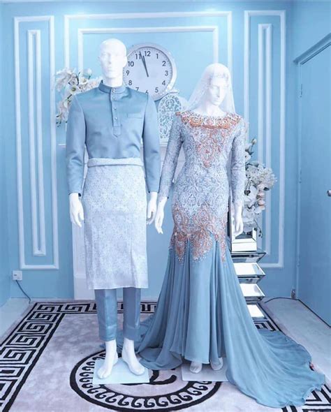 Baju Pengantin Warna Baby Blue Gaun Pengantin Model 3 In 1 Sudah Full