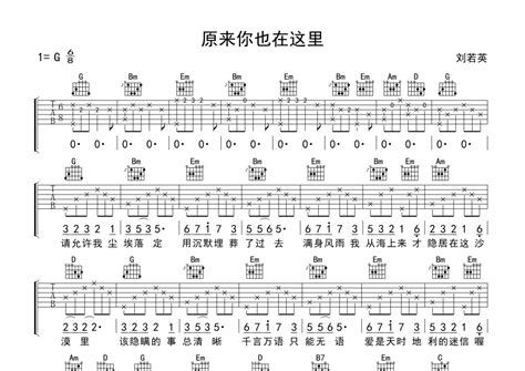 原来你也在这里吉他谱 刘若英 G调吉他弹唱谱 琴谱网