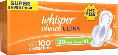 Buy Whisper Choice Ultra Wings Size Xl Sanitary Pads Packet Of 20