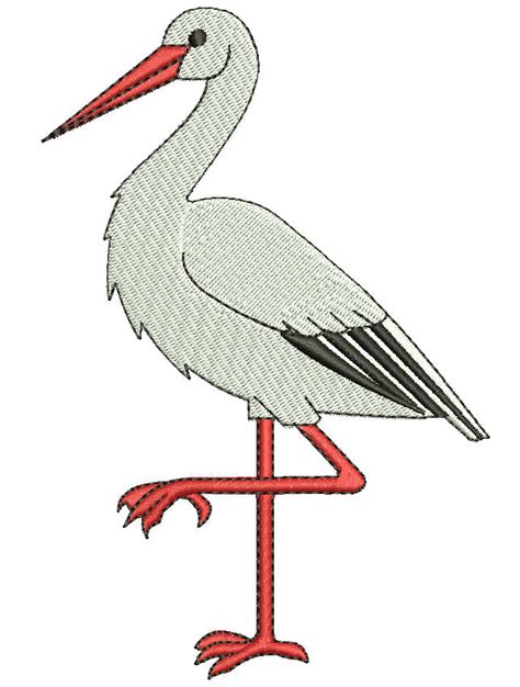 Stork Bird Filled Machine Embroidery Digitized Design Pattern ...