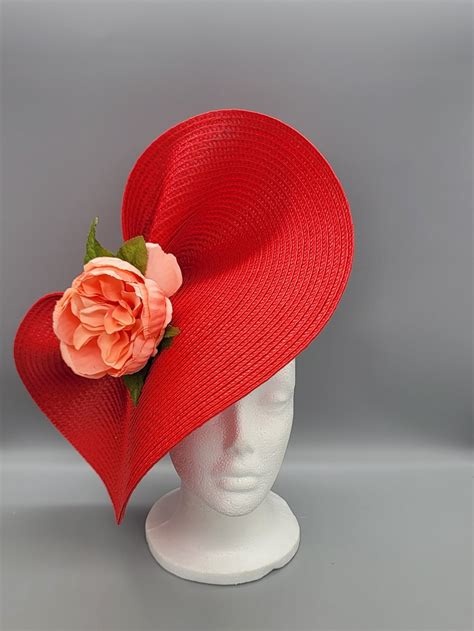 Red Kentucky Derby Hat Fascinator Church Formal Mothers Day Easter