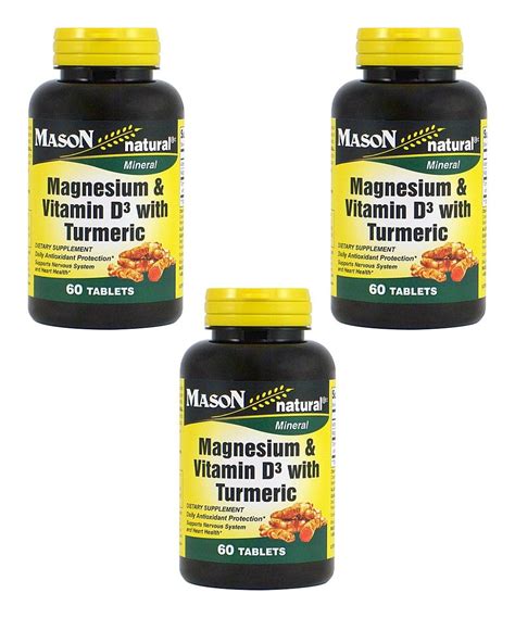 Mason Natural 60-Ct. Magnesium & Vitamin D3 Supplement - Set of 3 ...