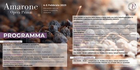 Consorzio Vini Valpolicella Torna Amarone Opera Prima A Verona E