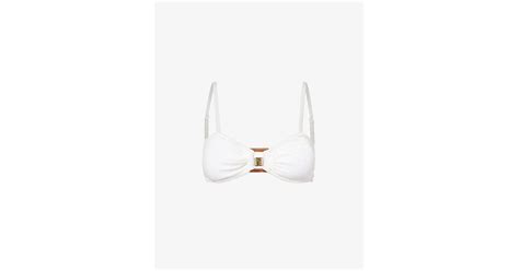 Th Reckless Lulu Crinkle Texture Balconette Bikini Top In White Lyst