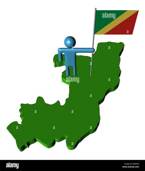 Abstract Person With Flag On Republic Of Congo Map Illustration Stock