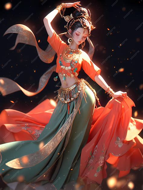 Premium Ai Image Dunhuang China Dunhuang Dance Chinese Hanfu Illustration Chinese Girl