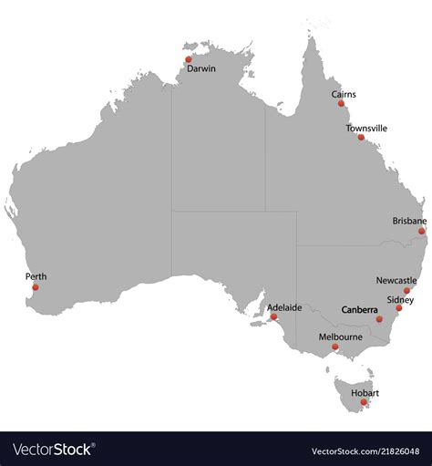 Detailed Map Of The Australia Royalty Free Vector Image