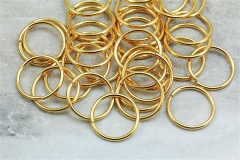 Mm Gold Plated Thick Jump Rings Brass Jump Ring Mm Etsy