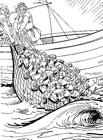 Jesus Miraculous Catch Of Fish Coloring Pages Bible Coloring Pages