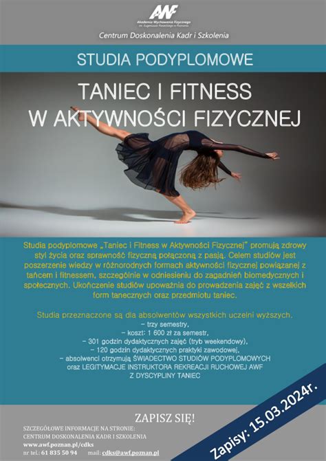 Studia Podyplomowe Taniec I Fitness W Akt Fiz Trwaj Zapisy Do