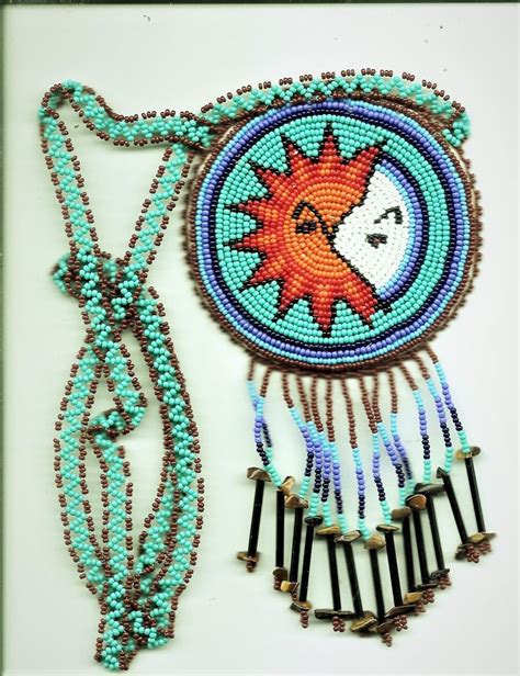 Native American Style Rosette Medallion Bead Necklace Sun And Moon Design K M Bead Creations