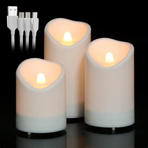 Soulbay Solar Outdoor Candles Set Includes 3pcs Outdoor Rechargeable Candles And