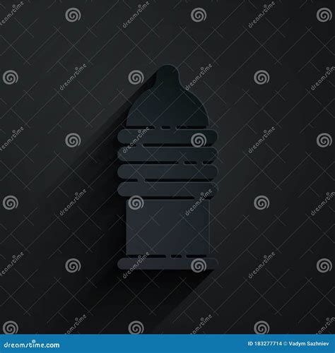 Paper Cut Condom Safe Sex Icon Isolated On Black Background Safe Love Symbol Contraceptive