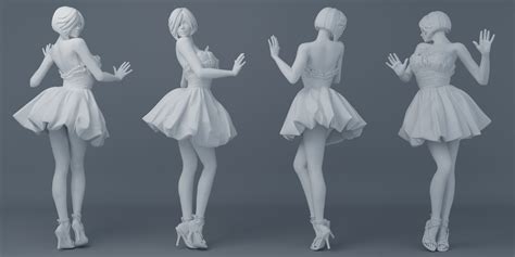 Pretty Girl Wearing A Dress 002 3d Printable Model