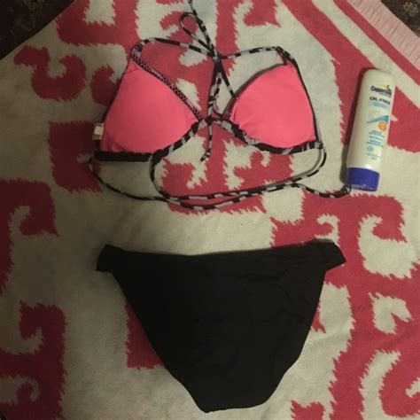 Swim Zebra Triangle Bikini Top And Black Bikini Bottoms Poshmark