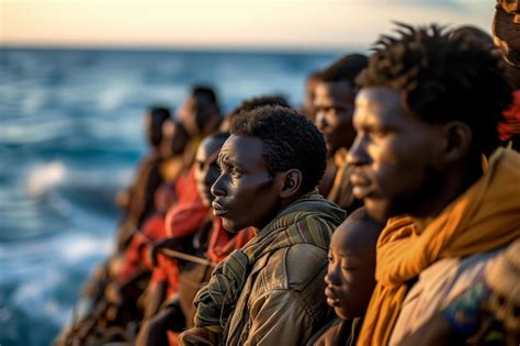 Premium AI Image | Journey to the Horizon African Migrants Rescued at ...