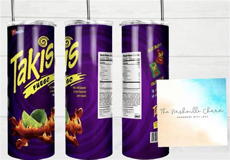 Takis Chips Tumbler With Straw And Lid Funny Tumbler Design Etsy