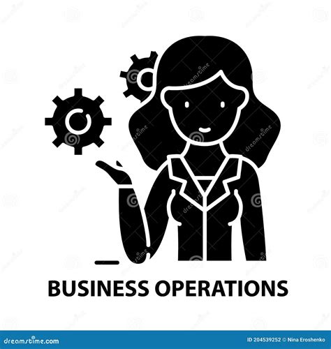 Business Operations Icon Black Vector Sign With Editable Strokes