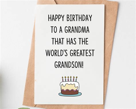 Happy Birthday Card For Grandma From Grandson Grandmother | Etsy