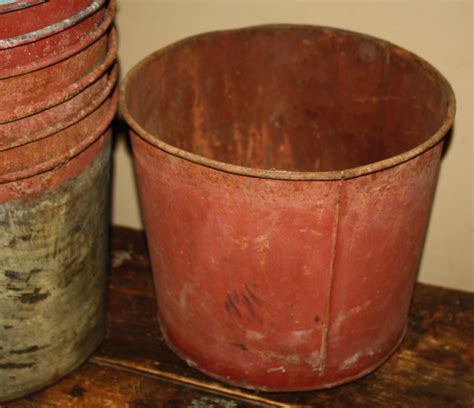 Antique Country Primitive Metal Sap Buckets Rustic Shabby Old Paint