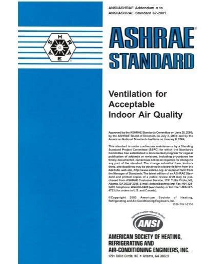 Ventilation For Acceptable Indoor Air Quality Ashrae