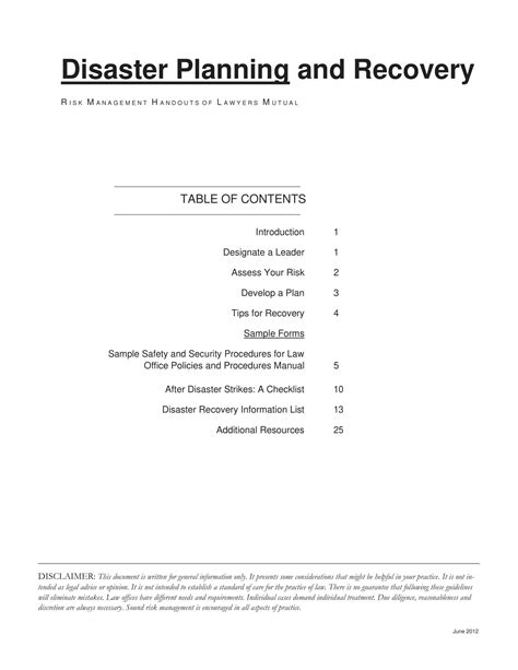 Free Printable Disaster Recovery Plan Templates [excel Pdf Word]