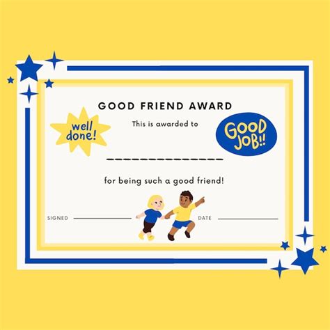 Good Friend Certificate Friendship Certificate School Etsy