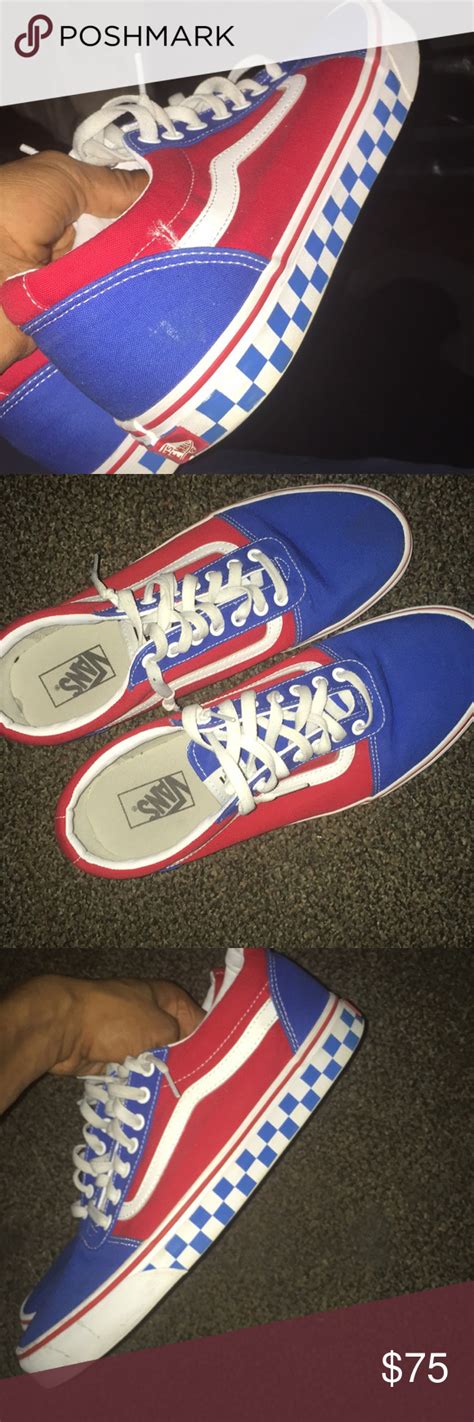 Red And Blue Checkered Board Vans ️💙 Blue Checkered Vans Red And Blue