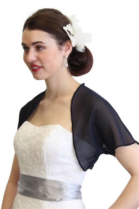 This Navy Blue Chiffon Bolero Jacket Is Elegant And Classic In Pencil