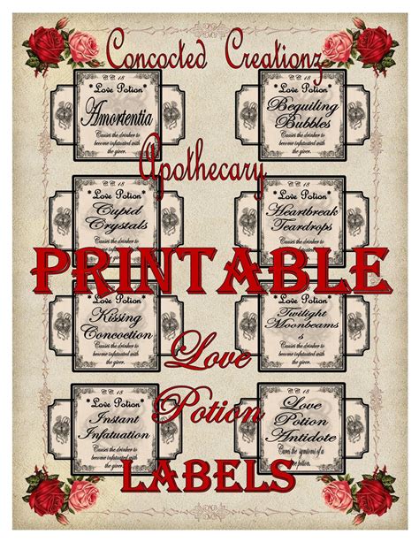 Printable Love Potion Labels - Etsy