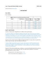 03 Projectile Motion LAB REPORT Online 2425 Docx Lab 3 Projectile