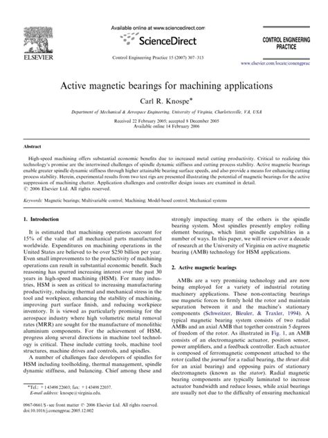 Active Magnetic Bearings For Machining Applications | PDF | Bearing (Mechanical) | Control Theory