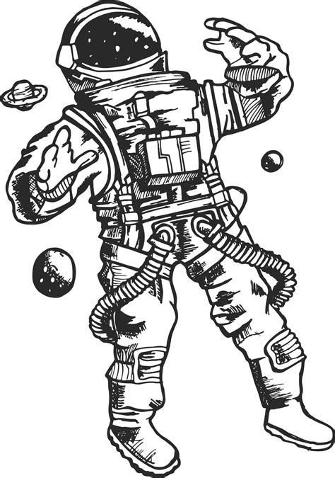 ilustración de astronautas en blanco y negro 14294472 Vector en Vecteezy