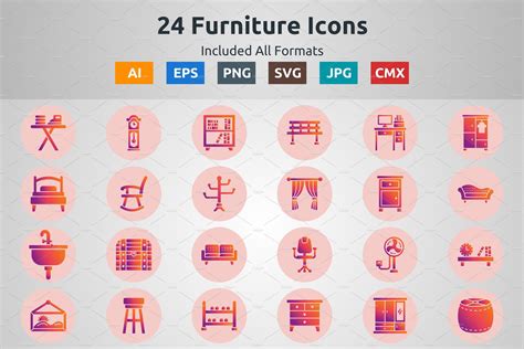 Glyph Gradient Circle Furniture Icon Masterbundles