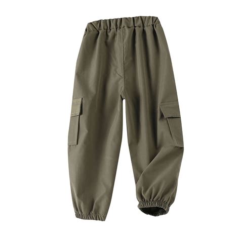 Lihncine Boys Pull On Pants Toddler Baby Khaki Cargo Loose Long Pant