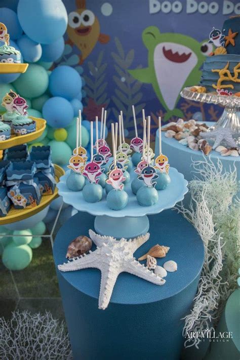 Baby Shark Art Village Shark Birthday Cakes Birthday Cake Pops