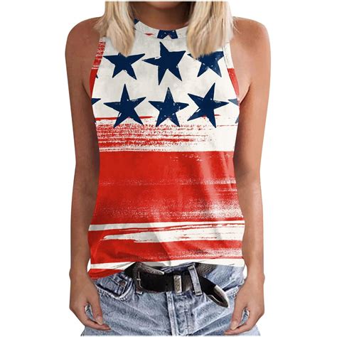 Hvyesh Independence Day Tank Tops For Women Casual Patriotic American